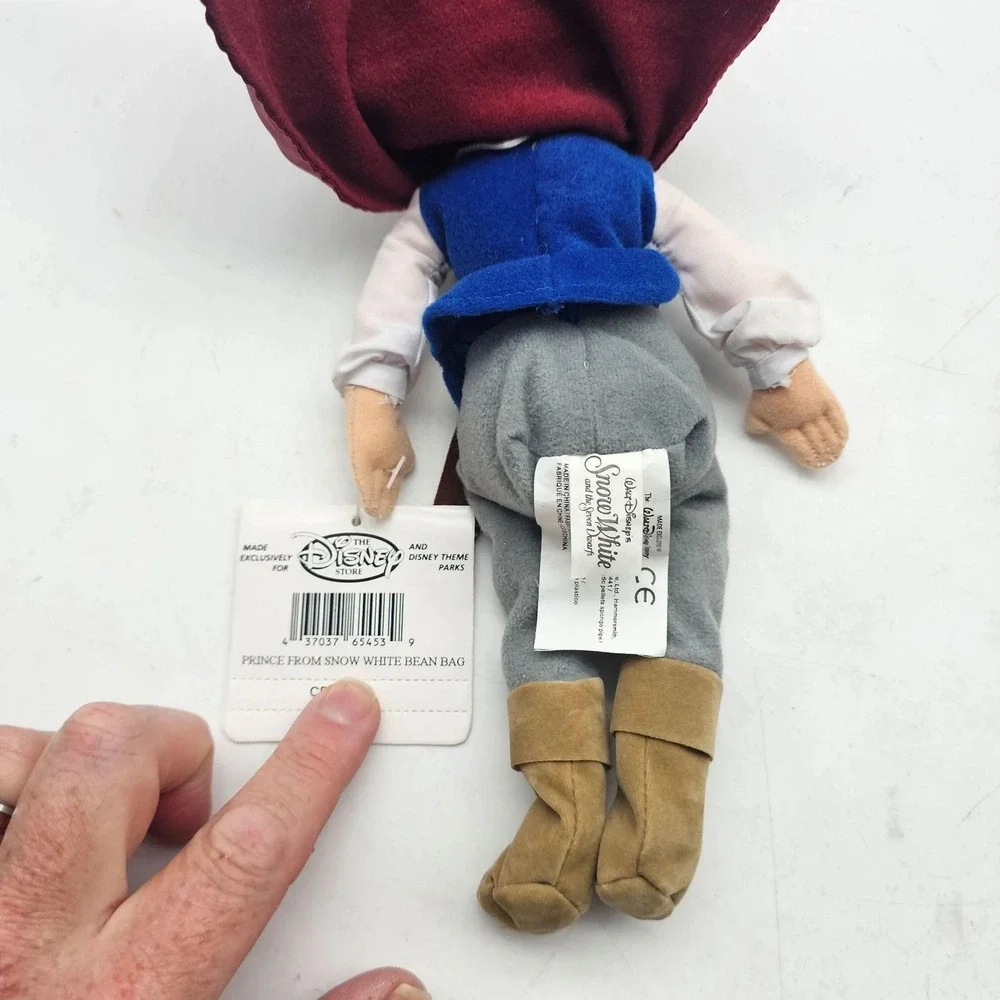 Disney Store Snow White Prince Plush Bean Bag Doll Small Stuffed Toy Blue Cape